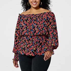 "As Is" G by Giuliana Off-The-Shoulder Smocked Blouse