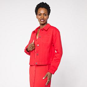 "As Is" G by Giuliana Print and Solid Denim Jacket