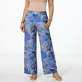 "As Is" G by Giuliana Printed Satin Wide-Leg Pull-On Pant