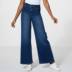 "As Is" G by Giuliana Stretch EcoChic Denim High-Rise Wide-Leg Jean