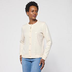 "As Is" G by Giuliana Sweater Cardigan with Clear Sequins