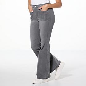 "As Is" G by Giuliana The Trouser G-Soft Denim Sateen Wide-Leg Jean