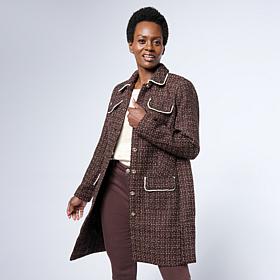 "As Is" G by Giuliana Woven Boucle Topper with Braided Detail