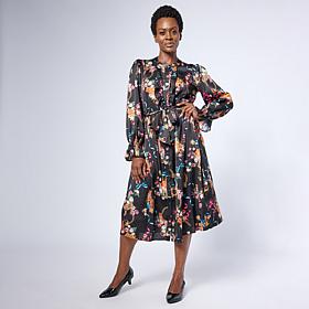 "As Is" G by Giuliana Woven Crepe Button Front Ruffle Dress