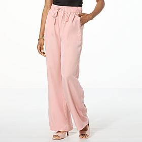 "As Is" G by Giuliana Woven Tencel Wide-Leg Pant