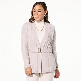 "As Is" GREY by Jhoan Sebastian Grey Cable Knit Belted Cardigan