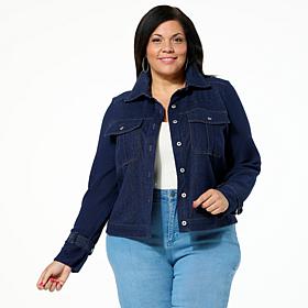 "As Is" GREY by Jhoan Sebastian Grey Knit Denim Jacket w/Mesh Sweat...