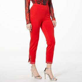 "As Is" GREY by Jhoan Sebastian Grey Ponte Pant with Grommet Detail