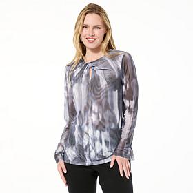 "As Is" GREY by Jhoan Sebastian Grey Twisted Neck Mesh Top