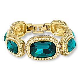 "As Is" Heidi Daus Exquisite Elegance Emerald-Color Station Bracelet