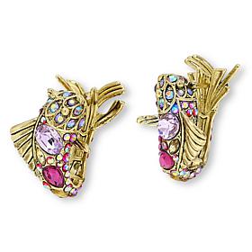 "As Is" Heidi Daus One Fish Two Fish Bronzetone Crystal Earrings