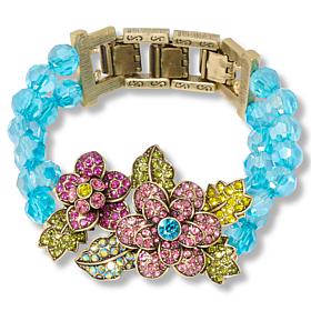 "As Is" Heidi Daus Pretty Polly Crystal Parrot Beaded Station Bracelet