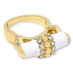 "As Is" Heidi Daus Slim Pickens Goldtne Enamel Pavé Accent Barrel Ring