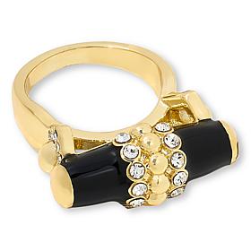 "As Is" Heidi Daus Slim Pickens Goldtne Enamel Pavé Accent Barrel Ring