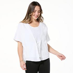 "As Is" HUE 2-piece Cotton Knit Kimono Wrap and Tank Set