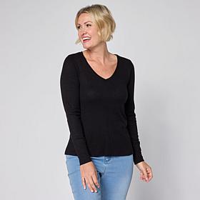 "As Is" HUE Luscious Long Sleeve V-neck Tee