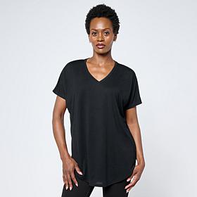"As Is" HUE V-Neck High-Low Legging Knit Tee