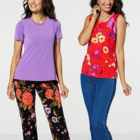 "As Is" IMAN Global Chic 2-pack Solid Tee and Printed Tank Set