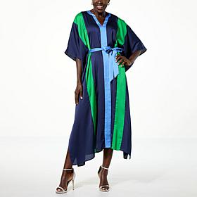 "As Is" IMAN Global Chic Belted Caftan Dress