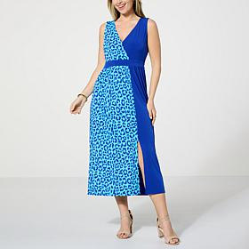 "As Is" IMAN Global Chic Runway Jersey Sleeveless Surplice Dress