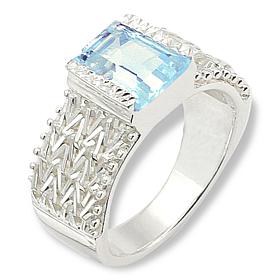 "As Is" Imperial Silver Sterling Gemstone Wheat Chain Solitaire Ring