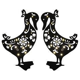 "As Is" Improvements LED Solar Silhouette Outdoor Stakes - Set of 2 