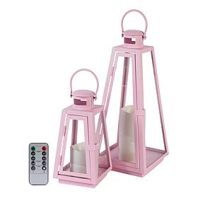 "As Is" Improvements Metal Lanterns with LED Pillar Candles - Set of 2
