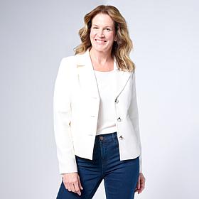"As Is" Jaclyn Smith Button Front Jacket with Back Tab