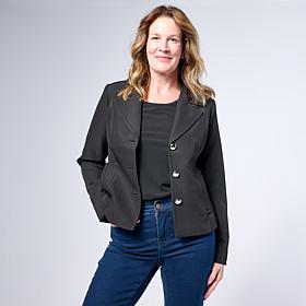 "As Is" Jaclyn Smith Button Front Jacket with Back Tab