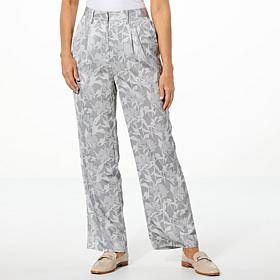 "As Is" Jaclyn Smith Floral Jacquard Pleated Pant