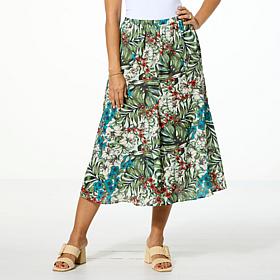 "As Is" Jaclyn Smith Pebbled Crepe Bias-Seamed Pull On Midi Skirt