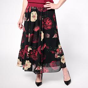 "As Is" Jaclyn Smith Printed Pull-On Seamed Detail Skirt