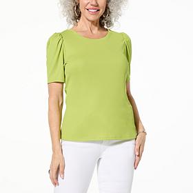 "As Is" Jaclyn Smith Puff Sleeve Ribbed Knit Tee