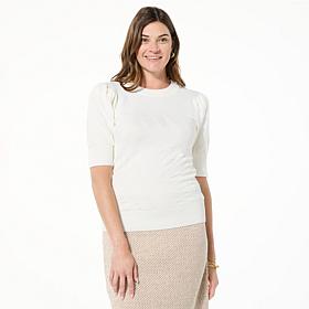 "As Is" Jaclyn Smith Puff-Sleeve Vertical Chevron Sweater