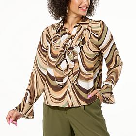 "As Is" Jaclyn Smith Ruffle-Front Blouse with Camisole