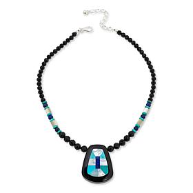 "As Is" Jay King Black Chalcedony and Multigemstone Inlay 18" Necklace
