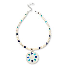 "As Is" Jay King Tibetan Calcite Multigem Inlay Pendant with Necklace