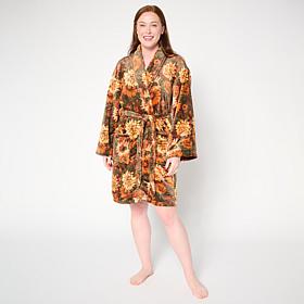 "As Is" Jeffrey Banks Printed Plush Tie-Front Robe