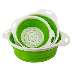 "As Is" Joy Eat Cleaner 3-piece Collapsible Antimicrobial Colander Set