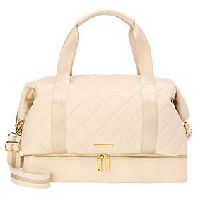 "As Is" Joy First Class Luxury Leather Quilted Double Decker Weekender