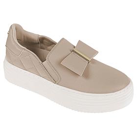 "As Is" Joy Luxe Slip-On Genuine Leather Bow Sneaker w/Orthotic Insole