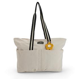 "As Is" London Fog Multi-Pocket Canvas Tote with Flower Charm