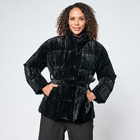 "As Is" MarlaWynne Crinkle Velvet Puffer Jacket