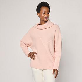 "As Is" MarlaWynne Seaming Sweater with Cowl Neck and Dolman Sleeves
