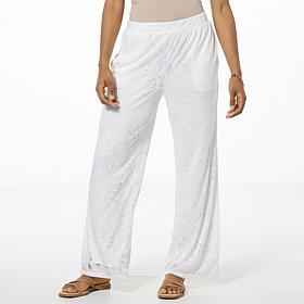 "As Is" Nina Leonard Burnout Knit Pull-On Pant