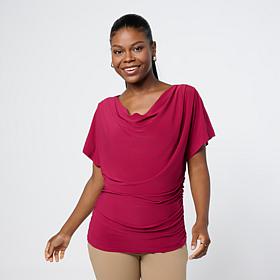 "As Is" Nina Leonard Draped Neck Top