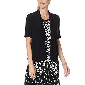 "As Is" Nina Leonard Elbow-Sleeve Drape-Front Bolero