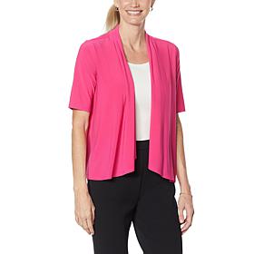 "As Is" Nina Leonard Elbow-Sleeve Drape-Front Bolero