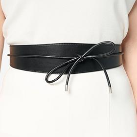 "As Is" Nina Leonard Faux Leather Obi Wrap Belt