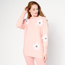 "As Is" Nina Leonard Funnel Neck Applique Sweater Top